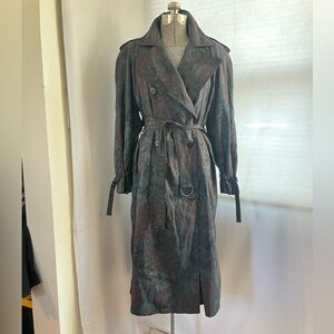 Vintage Degrees floral print trench w/button-in lining